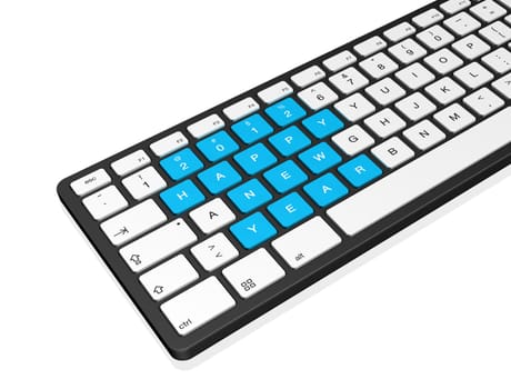 New year 2012 message on a computer keyboard, 3d illustration isolated on white