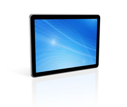 3D digital tablet pc, computer screen isolated on white. With 2 clipping paths : global scene clipping path and screen clipping path