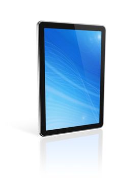 3D digital tablet pc, computer screen isolated on white. With 2 clipping paths : global scene clipping path and screen clipping path