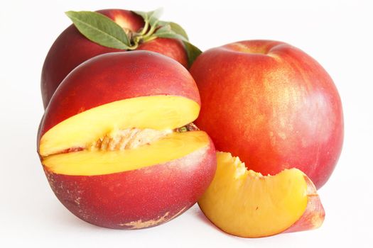 a slice of nectarine on withe background