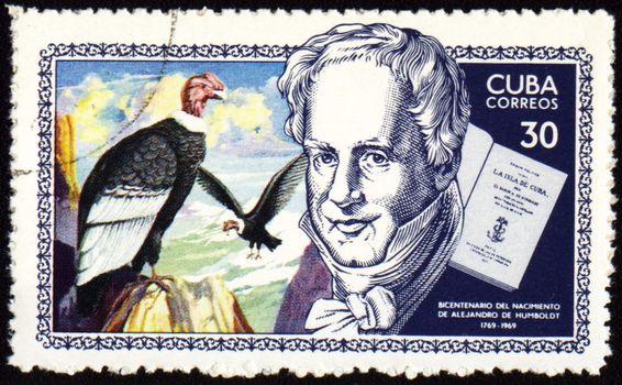 CUBA - CIRCA 1969: stamp printed in Cuba, shows German scientist and traveller Alexander von Humboldt (1769-1859), circa 1969