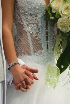 Just married - holding hands