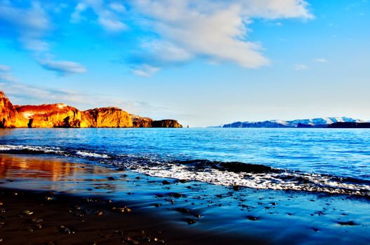 landscape of silent ocean on Kamchatka in Russia