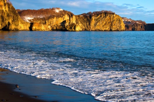 landscape of silent ocean on Kamchatka in Russia