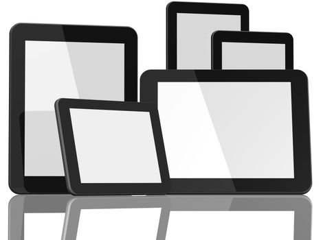 Group of Tablet Computers on white background