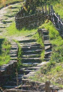 Old stone staircase in park