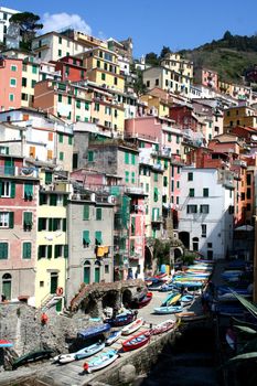 Close-up of Riomaggiore village, Cinqueterre area, Italy.