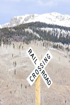 railroad crossing, Silverton, Colorado, USA