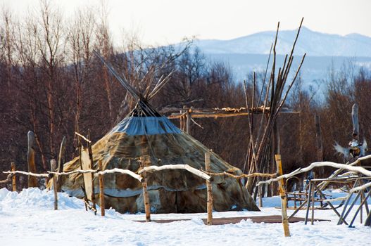 Aboriginals house of northern part of Russia on Kamchatka