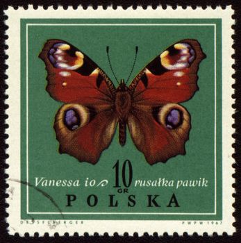 POLAND - CIRCA 1967: stamp printed in Poland shows butterfly Vanessa, circa 1967