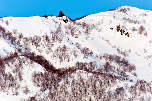 Hill in snow on Kamchatka in Russia