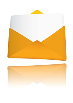 Modern gold award envelope with reflection in background