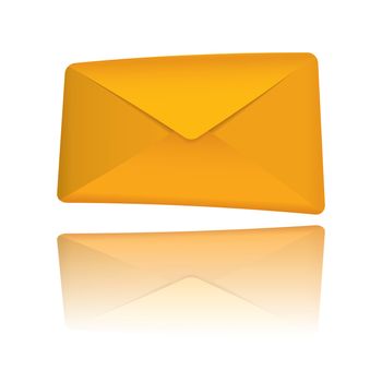 Closed modern golden orange envelope with reflection