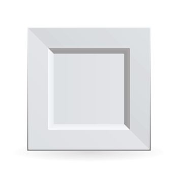 White china plate clean and square shape with shadow