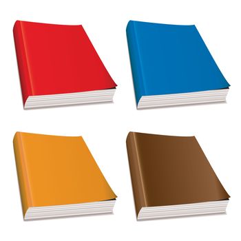 Collection of four hardback paper books with bright covers