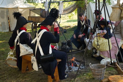 Willemstad - October 23: Replay of Napoleonic period in the Netherlands with battle between French, Dutch and English troops at Fort Sabina, October 23, 2011, Fort Sabina, Willemstad, the Netherlands