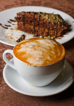 coffee and dessert cakes at the table
