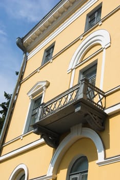 Baroque balcony on facade of house