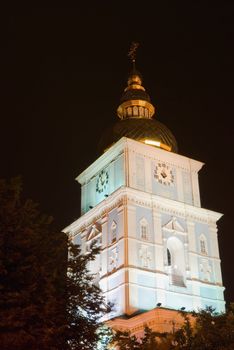 orthodox church view at night