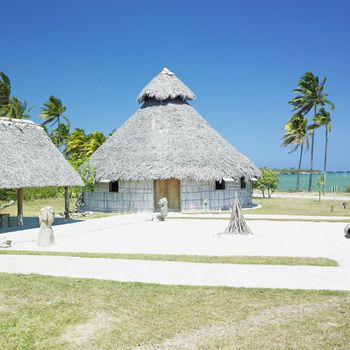 demonstration of aboriginal hut, Bahia de Bariay, Holguin Province, Cuba