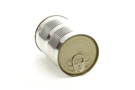 Tin can over white background 
