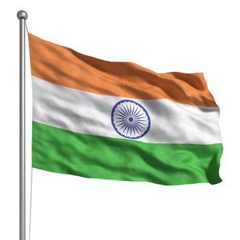 Flag of India. Rendered with fabric texture (visible at 100%). Clipping path included.