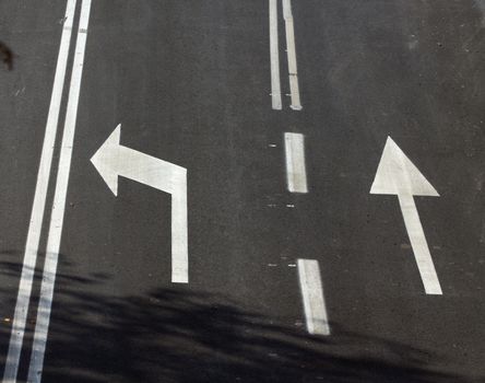 the asphalt road marks view from top