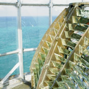 lighthouse''s interior, Fresnel lens, Cayo Pared�n Grande, Camaguey Province, Cuba