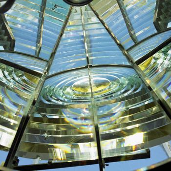 lighthouse's interior, Fresnel lens, Cayo Pared�n Grande, Camaguey Province, Cuba