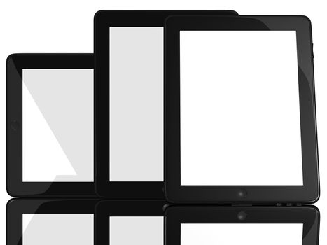 Group of Tablet Computers isolated on white