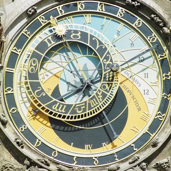 detail of Horloge, Old Town Hall, Prague, Czech Republic