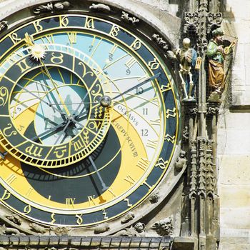 detail of Horloge, Old Town Hall, Prague, Czech Republic