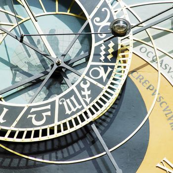 detail of Horloge, Old Town Hall, Prague, Czech Republic