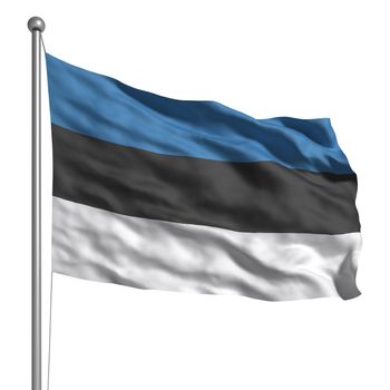 Flag of Estonia. Rendered with fabric texture (visible at 100%). Clipping path included.