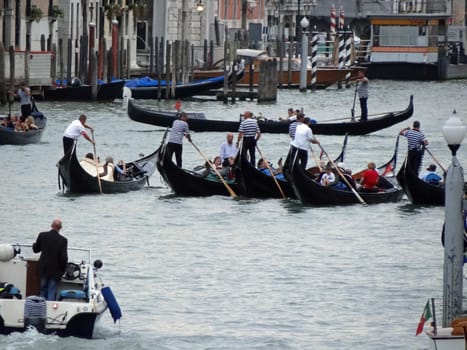 gondolas on grand canal in Venice