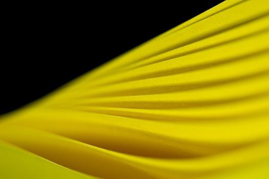 close up on the edges of the twisted yellow A4 paper shines with LED lights