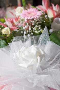 bridal white bow in the form of roses