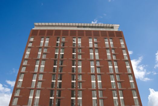 A red brick apartment block in a yorkshire city