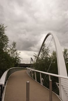 A Modern Footbridge over a river in Yorkshire