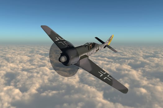 This image shows a german Focke-Wulf Fw 190 air force plane from 2. world war