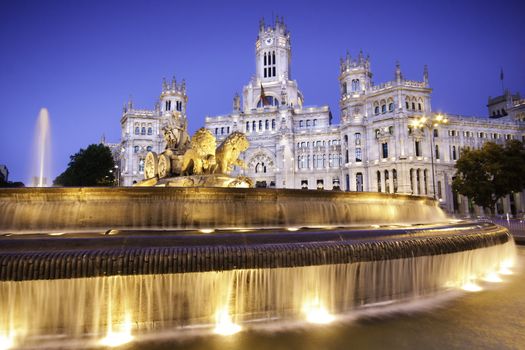 Plaza de la Cibeles (Cybele's Square) - Central Post Office (Palacio de Comunicaciones), Madrid, Spain.