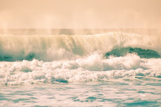 Huge surfing sea wave at the Atlantic coast.