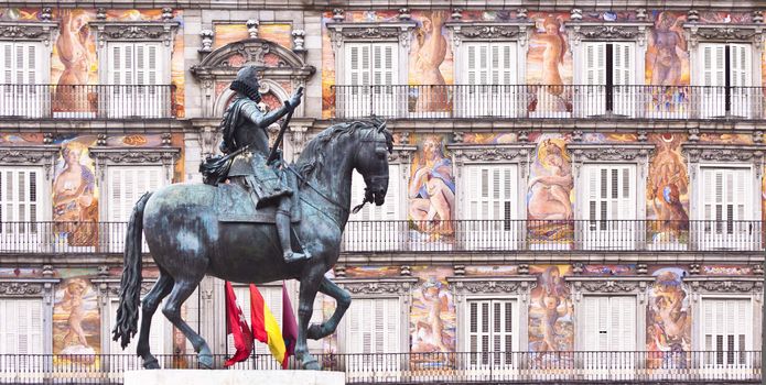 Statue of King Philips III, Plaza Mayor, Madrid, Spain.