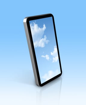 blue sky in a 3D mobile phone