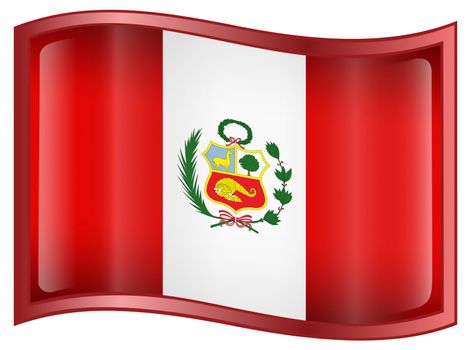 Peru Flag Icon, isolated on white background.