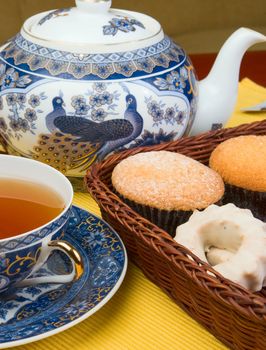 Morning tea with cakes and biscuits