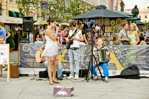 The street musicians in the St Petersburg, Russia