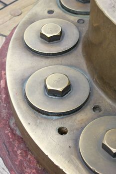 Fastening with the bolts to wood deck