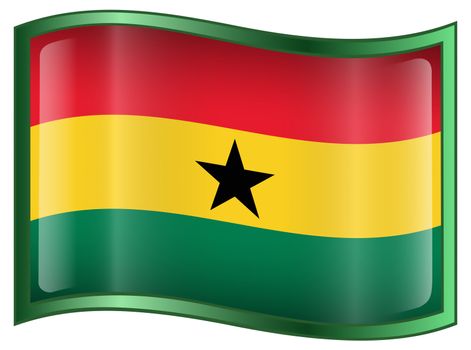 Ghana Flag icon, isolated on white background.