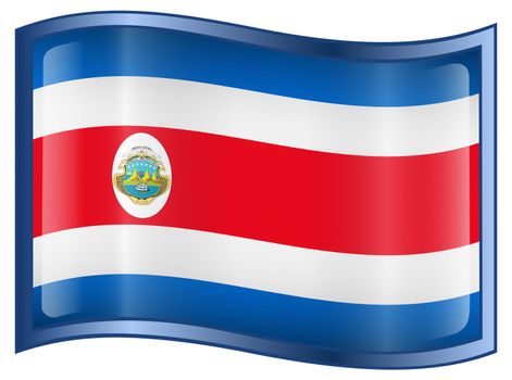 Costa Rica flag icon, isolated on white background.